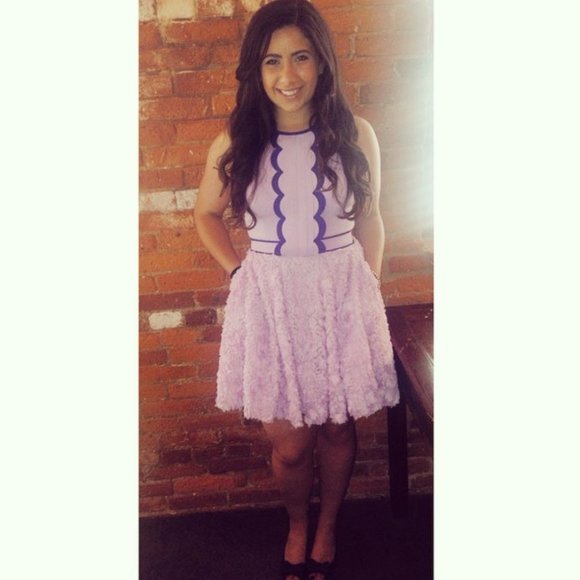 Three Floor Brand: Blush Pink and Navy Blue Dress - Picture 1 of 4